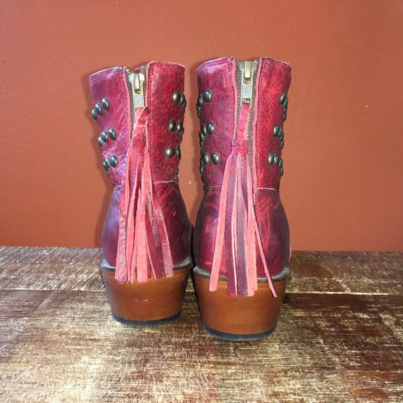 Shyanne Stud Western Fashion Boots Womens 9 B Red Leather Tassel Cowgirl BBW209 - Picture 3 of 10